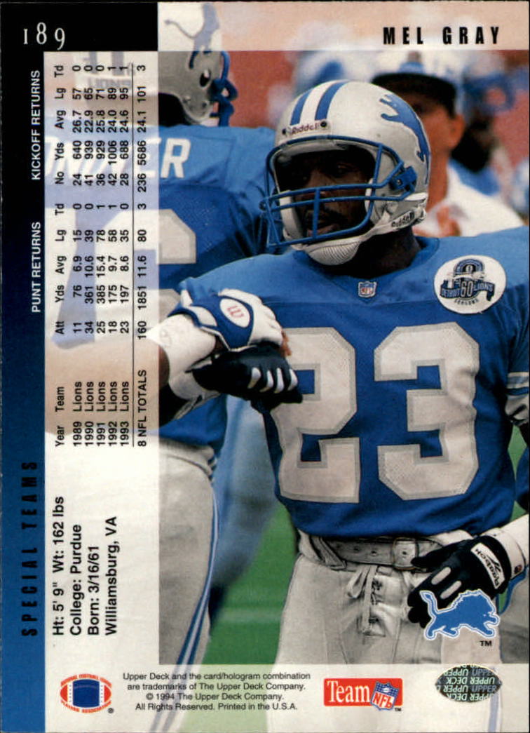 1994 Upper Deck Football "Main Set" Cards #1 to #200 Rookies and Veterans - Picture 380 of 402