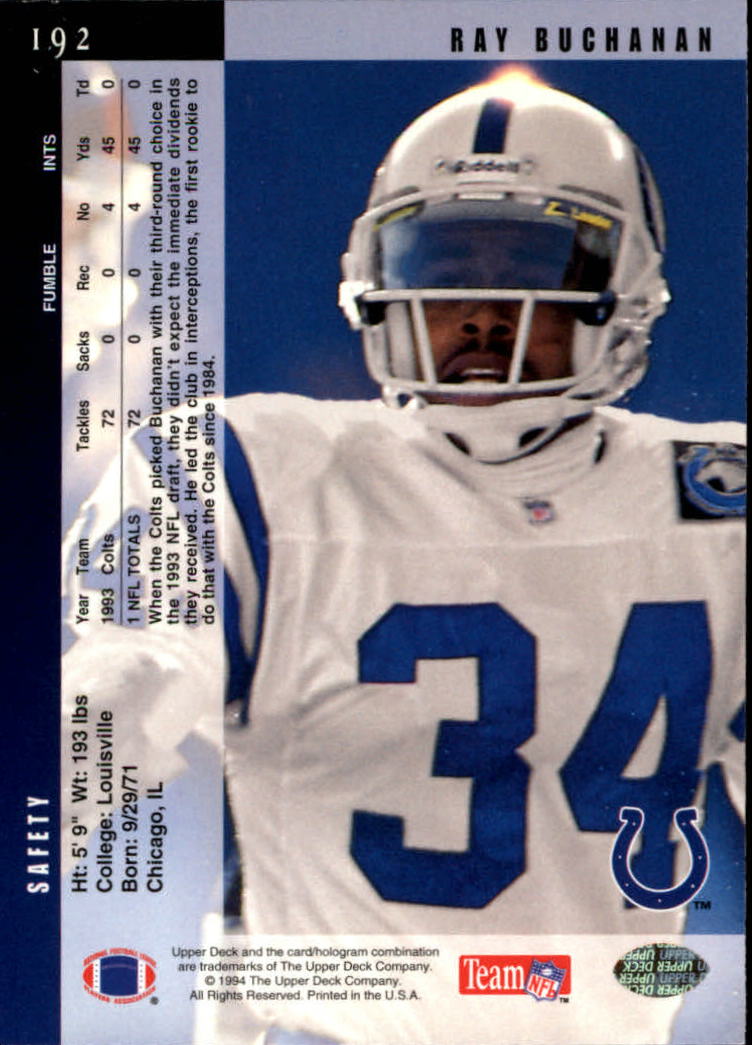 1994 Upper Deck Football "Main Set" Cards #1 to #200 Rookies and Veterans - Picture 386 of 402