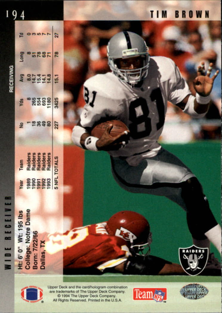 1994 Upper Deck Football "Main Set" Cards #1 to #200 Rookies and Veterans - Picture 390 of 402
