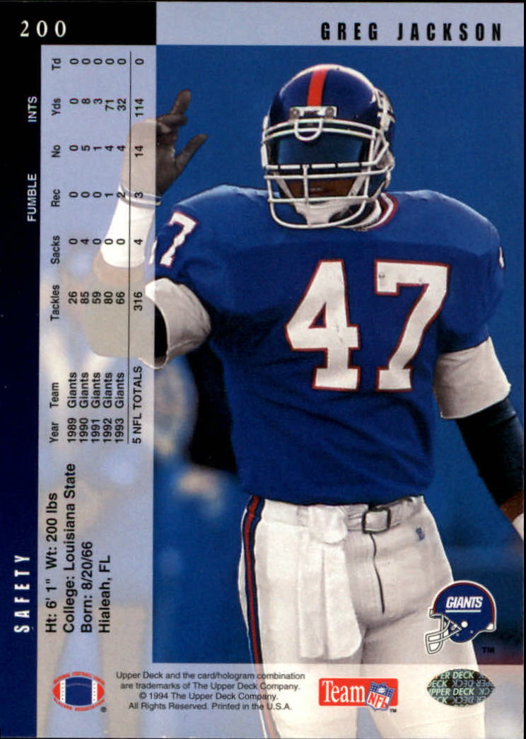 1994 Upper Deck Football "Main Set" Cards #1 to #200 Rookies and Veterans - Picture 402 of 402