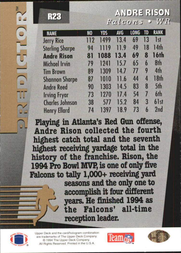 1994 Upper Deck Football "Predictor League Leaders" Insert and Prizes Cards - Picture 17 of 21