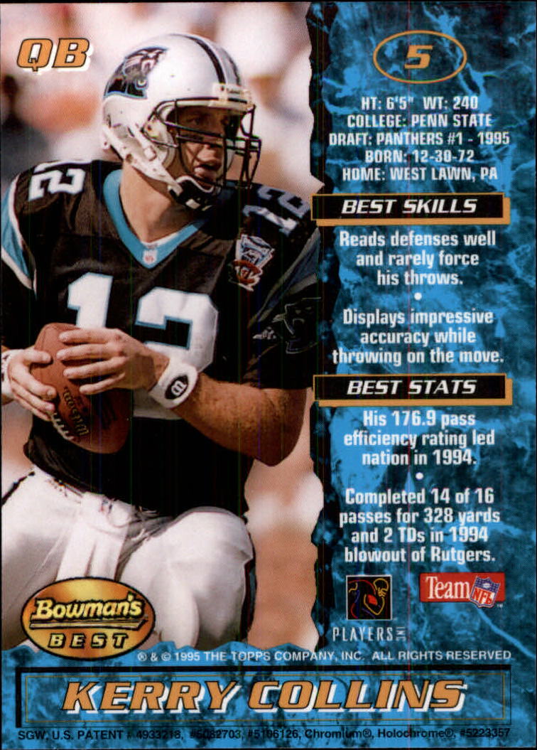 1995 Bowman's Best Football Main Set, Inserts and Refractors Cards - Picture 5 of 111