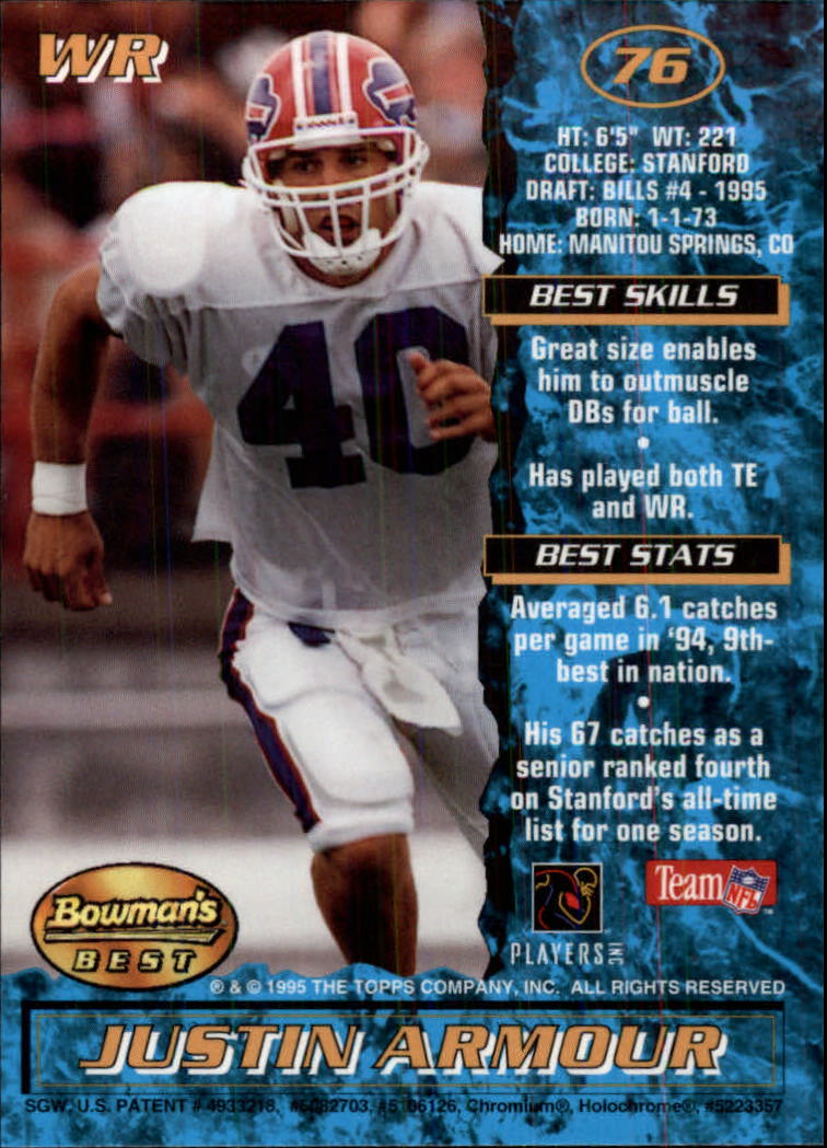 1995 Bowman's Best Football Main Set, Inserts and Refractors Cards - Picture 35 of 111