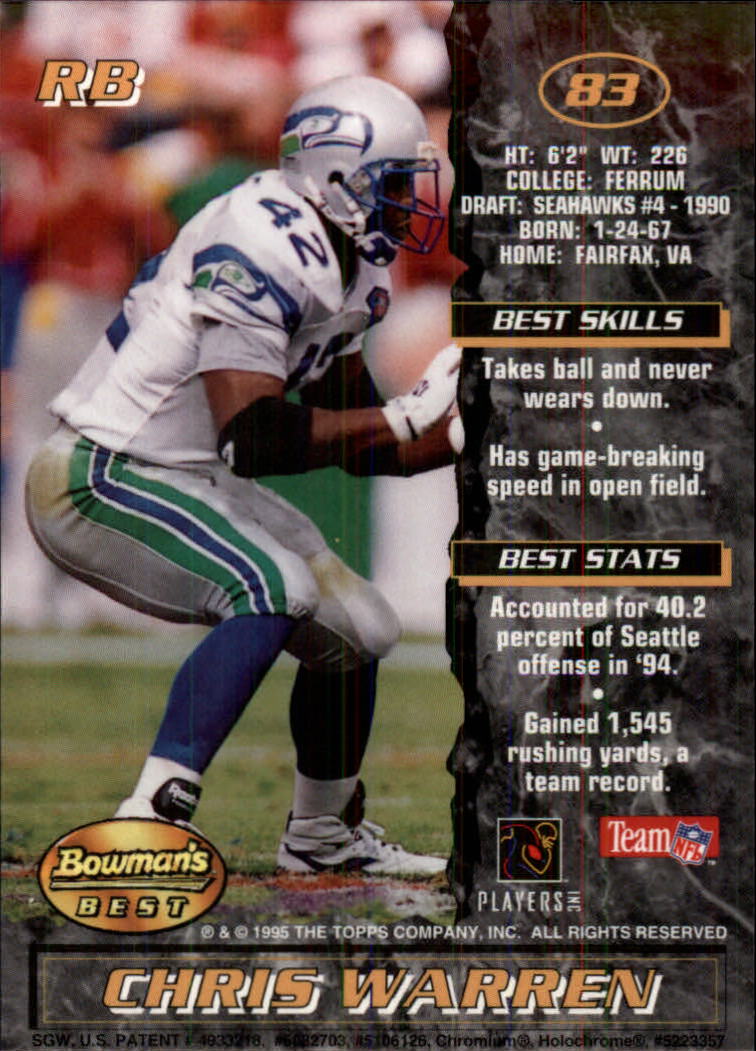 1995 Bowman's Best Football Main Set, Inserts and Refractors Cards - Picture 75 of 111