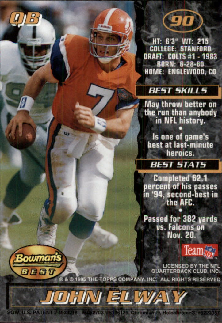 1995 Bowman's Best Football Main Set, Inserts and Refractors Cards - Picture 81 of 111