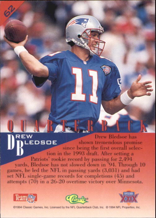 1995 Classic NFL Experience Football Card Pick