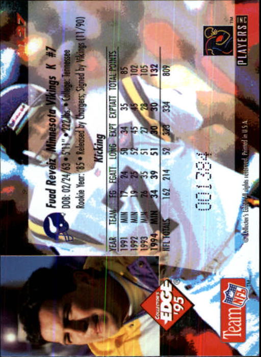 1995 Collector's Edge Black Label Football Card Pick