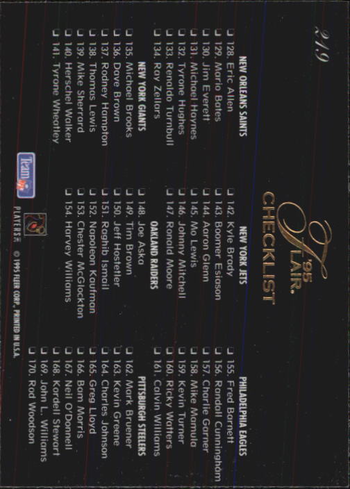 B1032- 1995 Flair FB Cards 1-220 +Rookies +Inserts -You Pick- 15+ FREE US SHIP - Picture 413 of 431