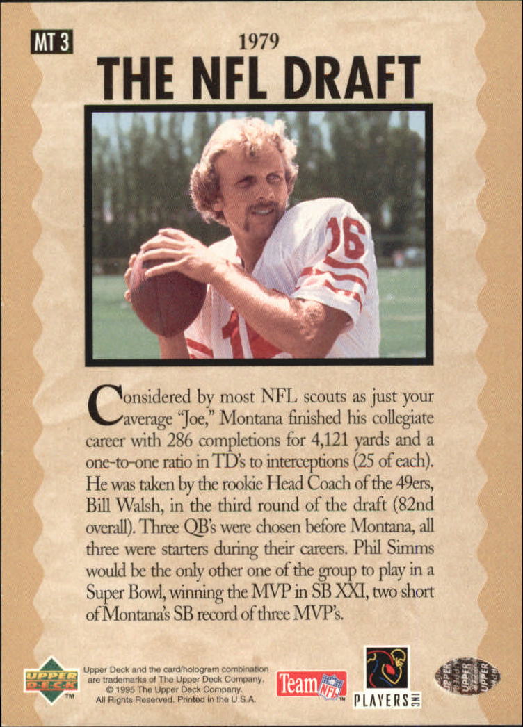 "Tarjetas de inserción de fútbol ""Joe Montana Trilogy"" de Upper Deck Upper - Imagen 7 de 47