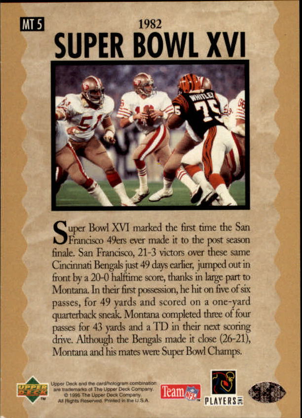 "Tarjetas de inserción de fútbol ""Joe Montana Trilogy"" de Upper Deck Upper - Imagen 11 de 47