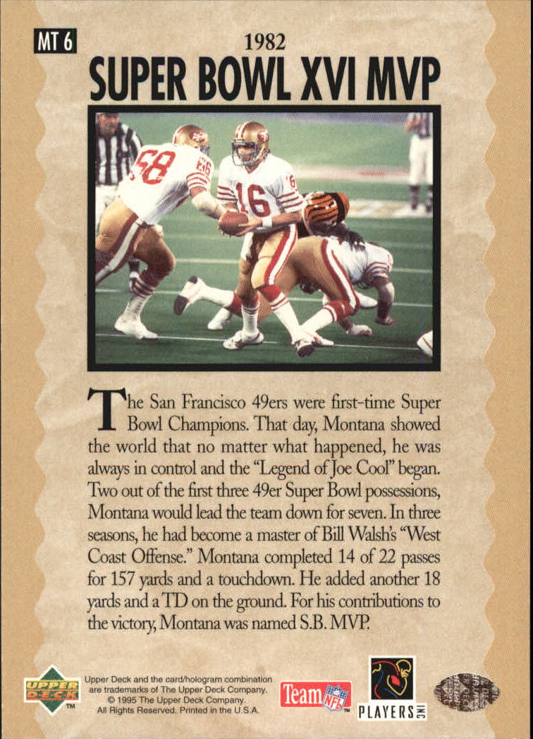 "Tarjetas de inserción de fútbol ""Joe Montana Trilogy"" de Upper Deck Upper - Imagen 13 de 47