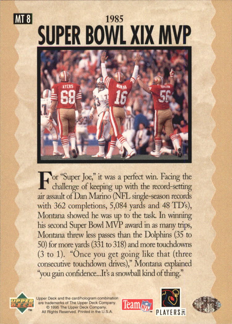 "Tarjetas de inserción de fútbol ""Joe Montana Trilogy"" de Upper Deck Upper - Imagen 17 de 47