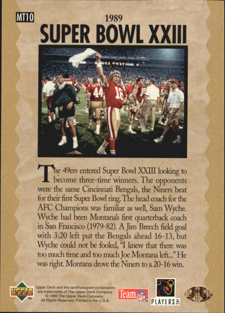 "Tarjetas de inserción de fútbol ""Joe Montana Trilogy"" de Upper Deck Upper - Imagen 21 de 47