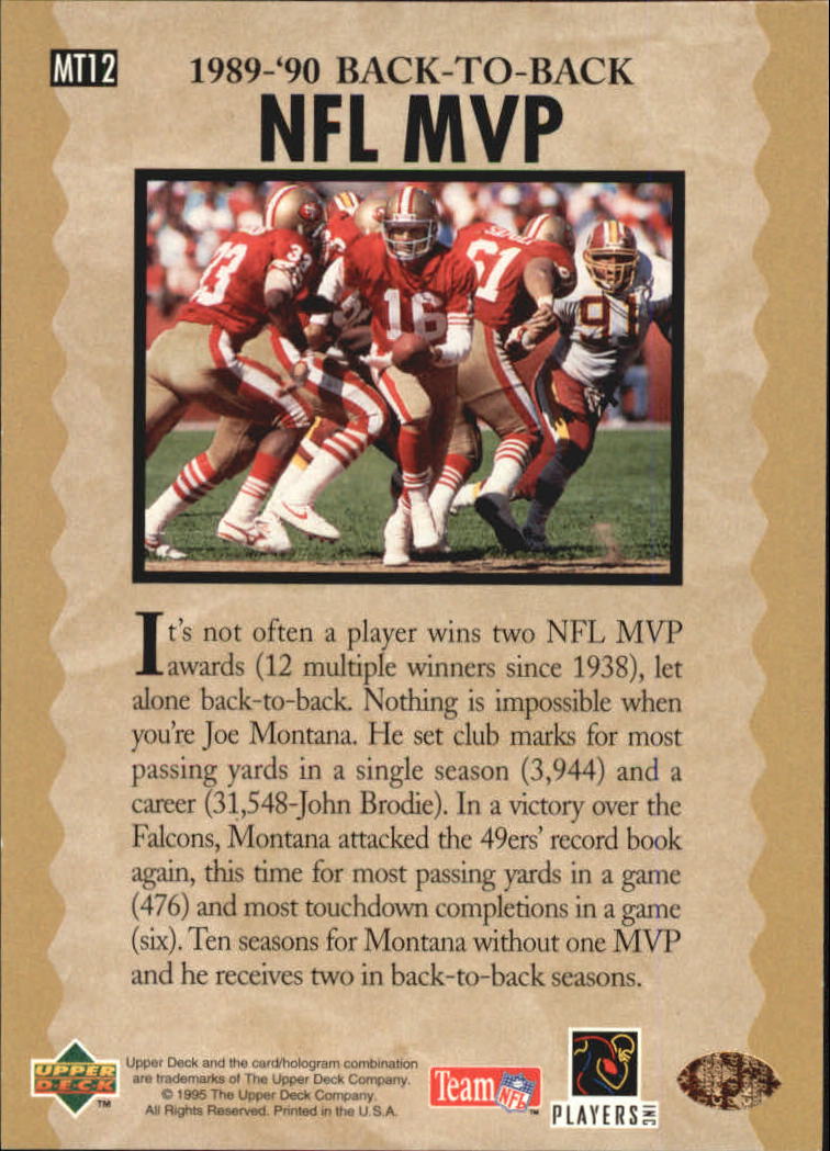"Tarjetas de inserción de fútbol ""Joe Montana Trilogy"" de Upper Deck Upper - Imagen 25 de 47