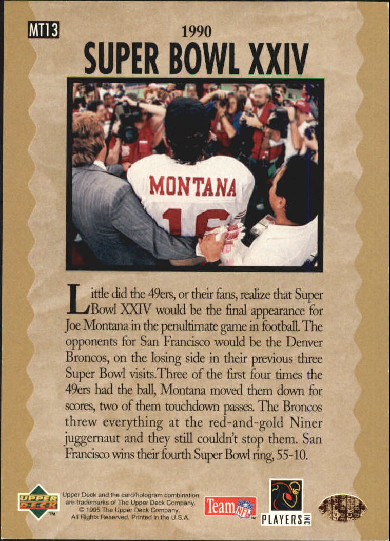 "Tarjetas de inserción de fútbol ""Joe Montana Trilogy"" de Upper Deck Upper - Imagen 27 de 47