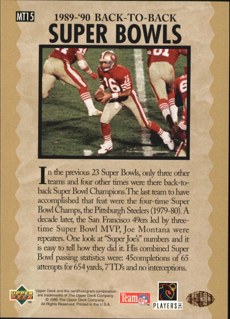 "Tarjetas de inserción de fútbol ""Joe Montana Trilogy"" de Upper Deck Upper - Imagen 31 de 47