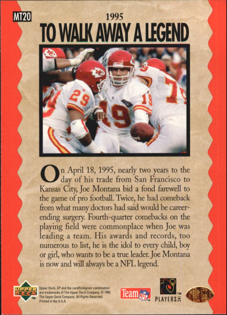 "Tarjetas de inserción de fútbol ""Joe Montana Trilogy"" de Upper Deck Upper - Imagen 41 de 47