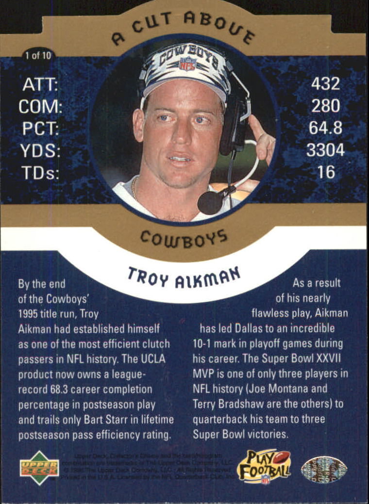 Tarjetas insertadas de fútbol americano Collector's Choice 1996 "A Cut Above" - Imagen 3 de 11