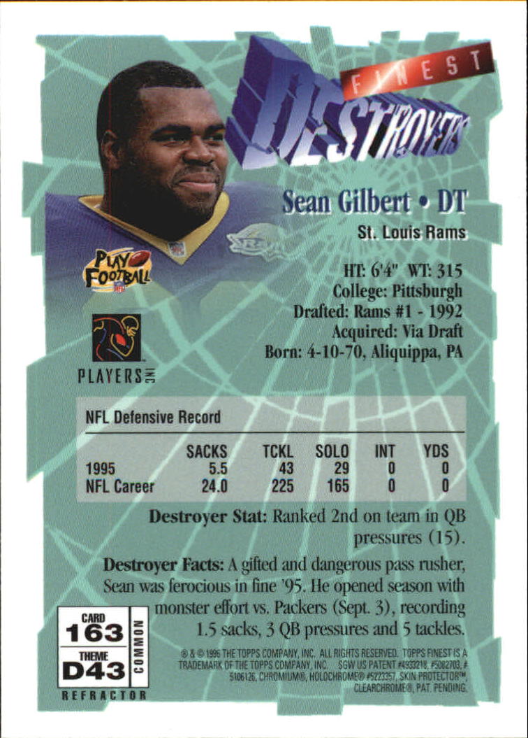 1996 Finest Football "Refractors" Parallel Cards - Picture 23 of 59