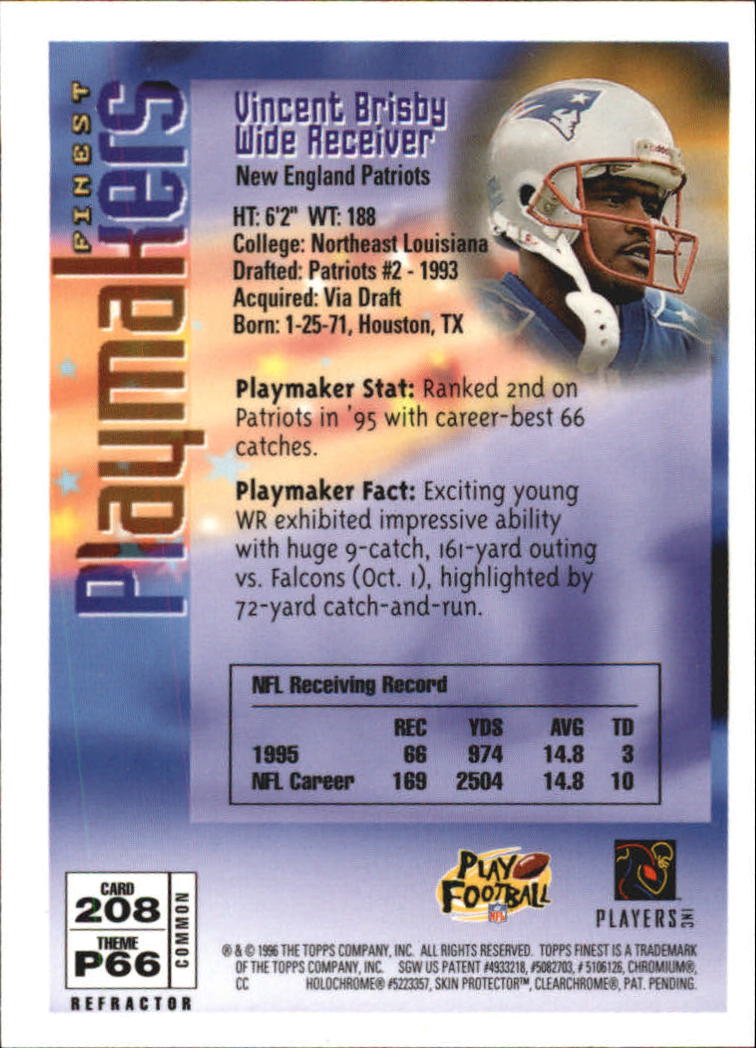 1996 Finest Football "Refractors" Parallel Cards - Picture 27 of 59