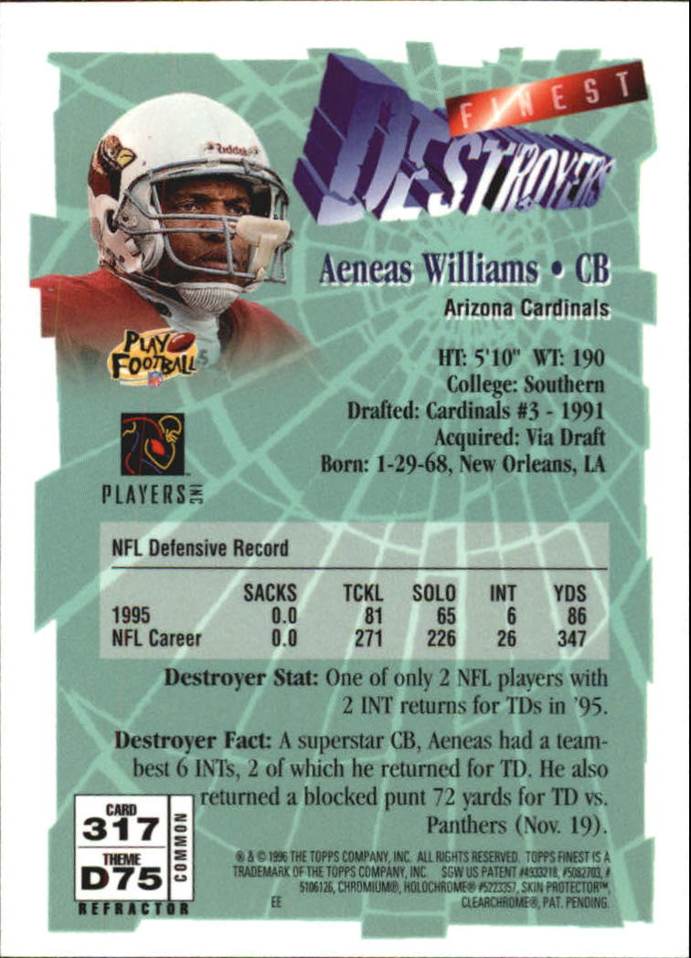 1996 Finest Football "Refractors" Parallel Cards - Picture 49 of 59