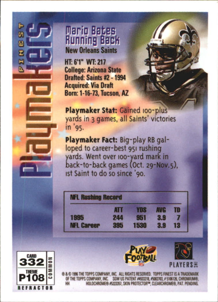 1996 Finest Football "Refractors" Parallel Cards - Picture 53 of 59