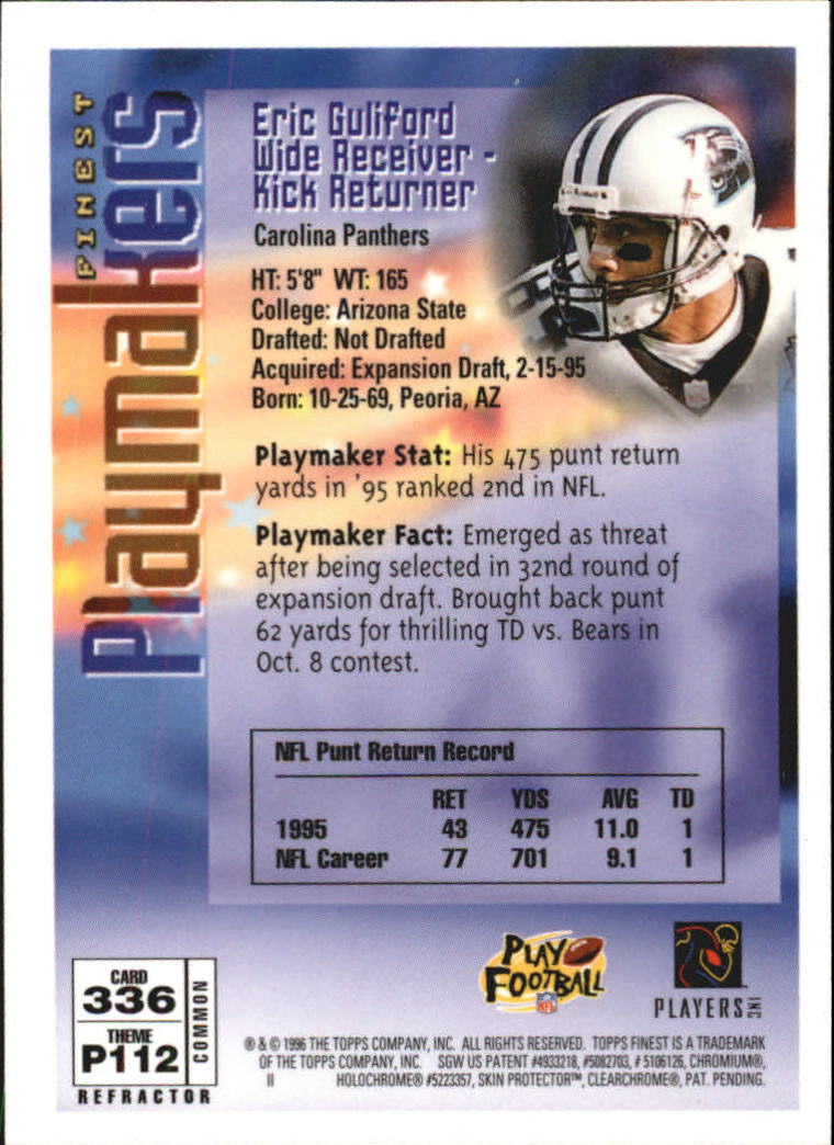 1996 Finest Football "Refractors" Parallel Cards - Picture 55 of 59