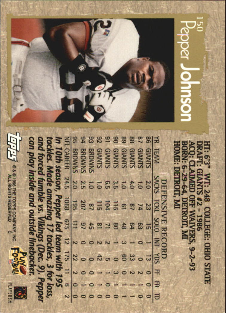 1996 Topps Football "Main Set" Cards #1 to #220 Rookies and Veterans - Picture 203 of 287