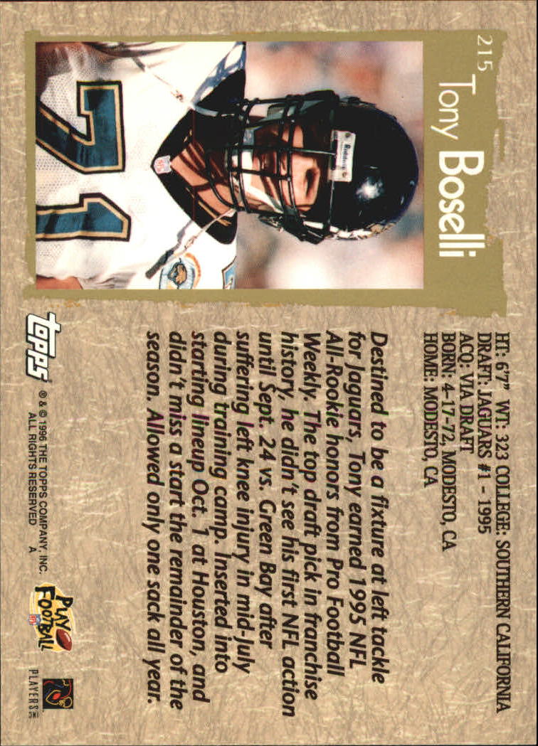 B0473- 1996 Topps Football Card #s 1-250 +Rookies -You Pick - 15+ FREE SHIP