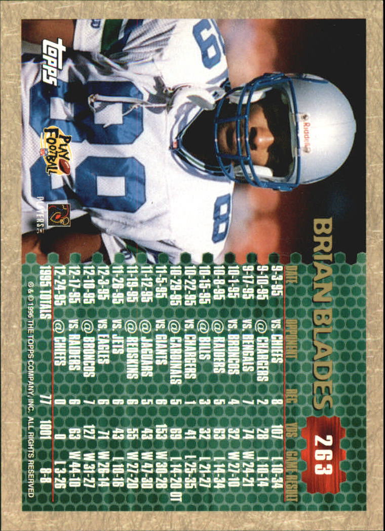 1996 Topps Football "Main Set" Cards #221 to #440 Rookies and Veterans - Picture 67 of 299