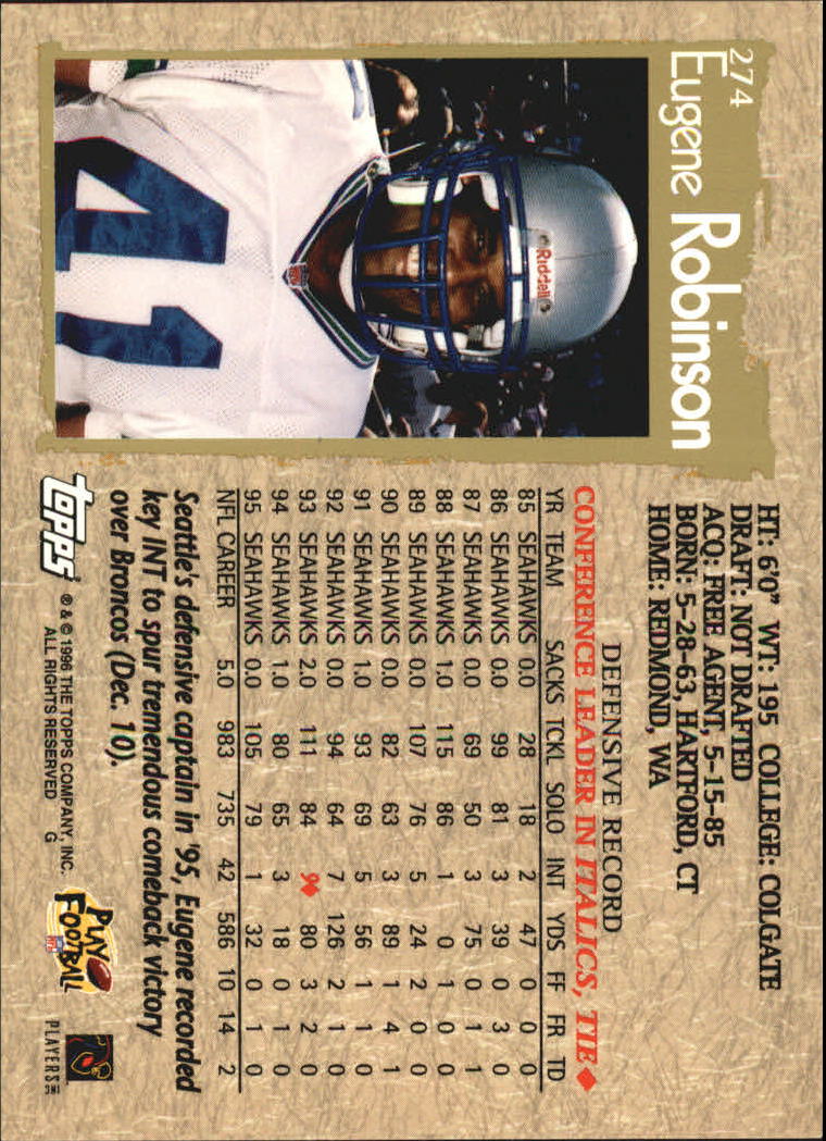 1996 Topps Football "Main Set" Cards #221 to #440 Rookies and Veterans - Picture 79 of 299