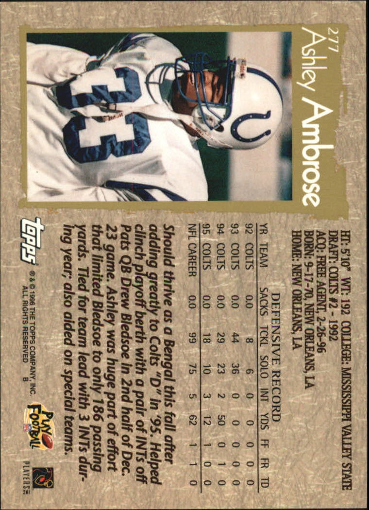 1996 Topps Football "Main Set" Cards #221 to #440 Rookies and Veterans - Picture 85 of 299