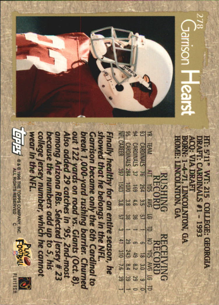 1996 Topps Football "Main Set" Cards #221 to #440 Rookies and Veterans - Picture 87 of 299