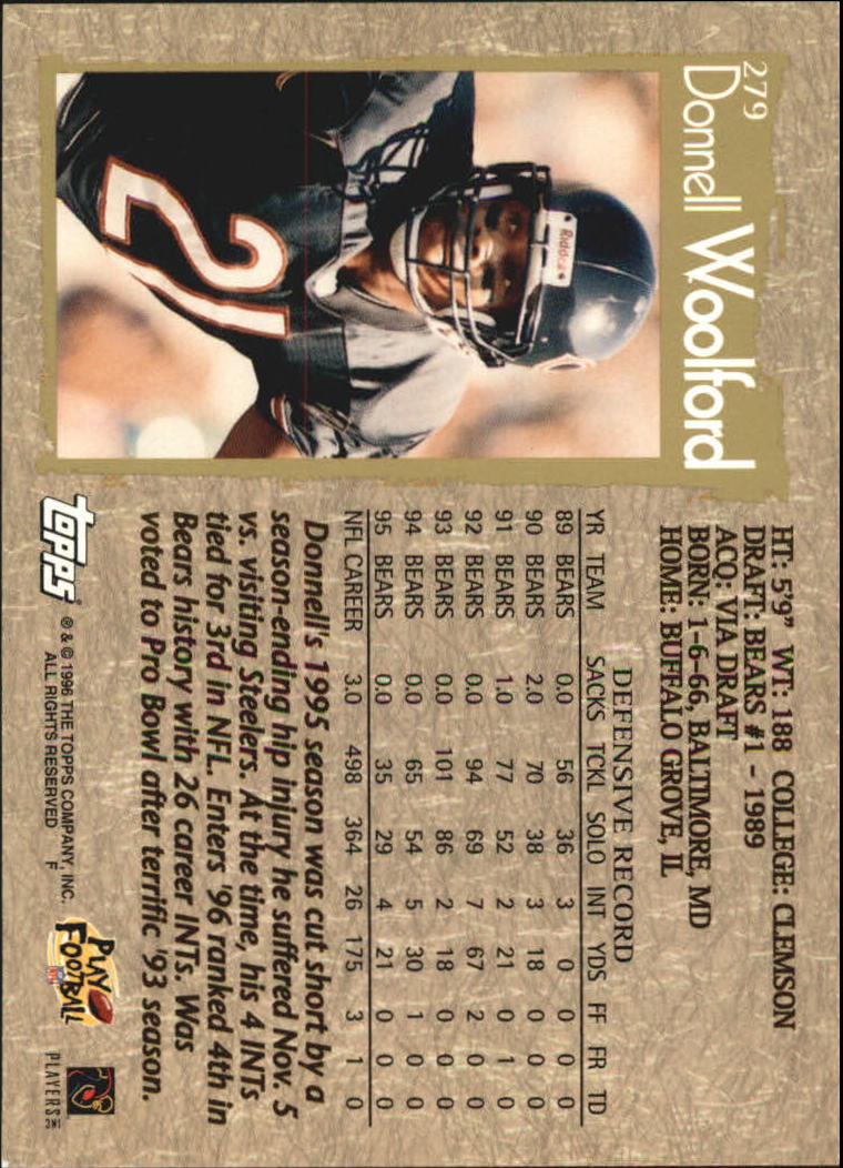 1996 Topps Football "Main Set" Cards #221 to #440 Rookies and Veterans - Picture 89 of 299