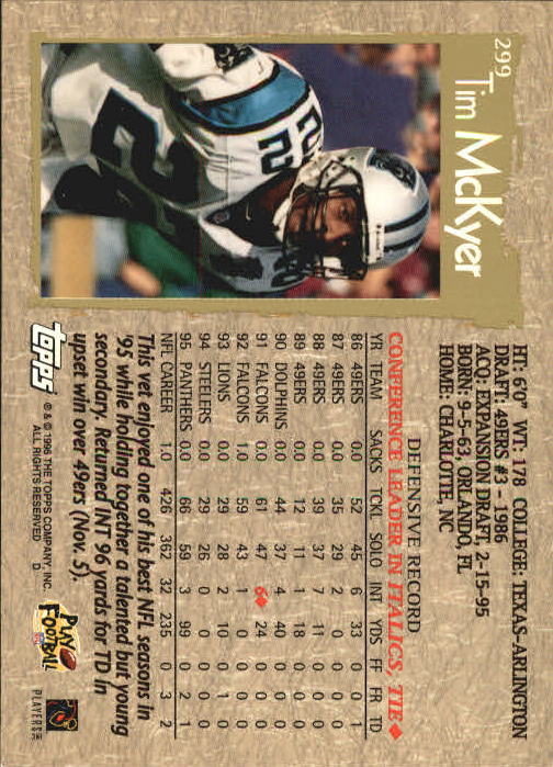 1996 Topps Football "Main Set" Cards #221 to #440 Rookies and Veterans - Picture 115 of 299