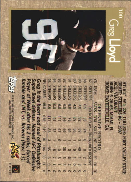 1996 Topps Football "Main Set" Cards #221 to #440 Rookies and Veterans - Picture 117 of 299