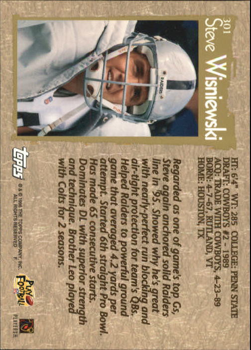 1996 Topps Football "Main Set" Cards #221 to #440 Rookies and Veterans - Picture 119 of 299