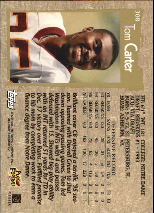 1996 Topps Football "Main Set" Cards #221 to #440 Rookies and Veterans - Picture 125 of 299