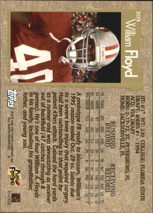 1996 Topps Football "Main Set" Cards #221 to #440 Rookies and Veterans - Picture 127 of 299