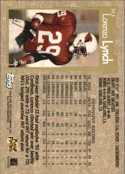 1996 Topps Football "Main Set" Cards #221 to #440 Rookies and Veterans - Picture 133 of 299