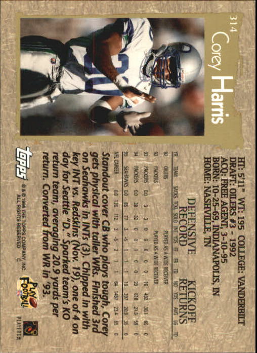 1996 Topps Football "Main Set" Cards #221 to #440 Rookies and Veterans - Picture 135 of 299