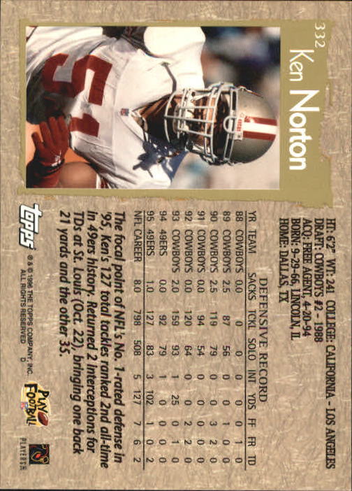 1996 Topps Football "Main Set" Cards #221 to #440 Rookies and Veterans - Picture 153 of 299
