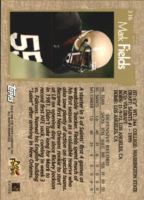 1996 Topps Football "Main Set" Cards #221 to #440 Rookies and Veterans - Picture 159 of 299