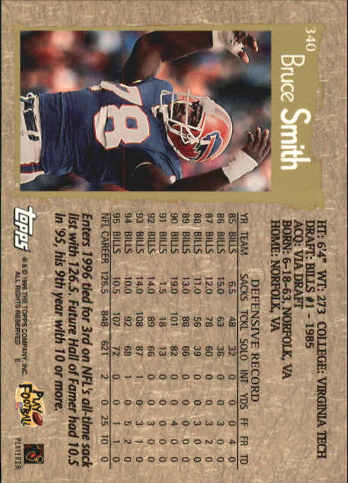 1996 Topps Football "Main Set" Cards #221 to #440 Rookies and Veterans - Picture 165 of 299