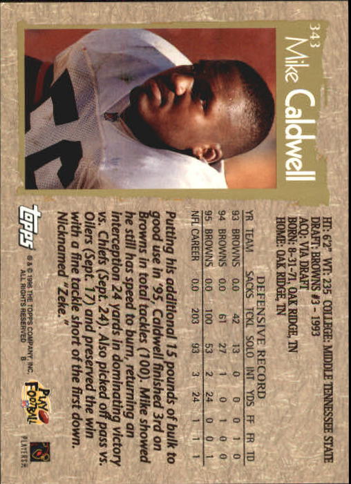 1996 Topps Football "Main Set" Cards #221 to #440 Rookies and Veterans - Picture 169 of 299