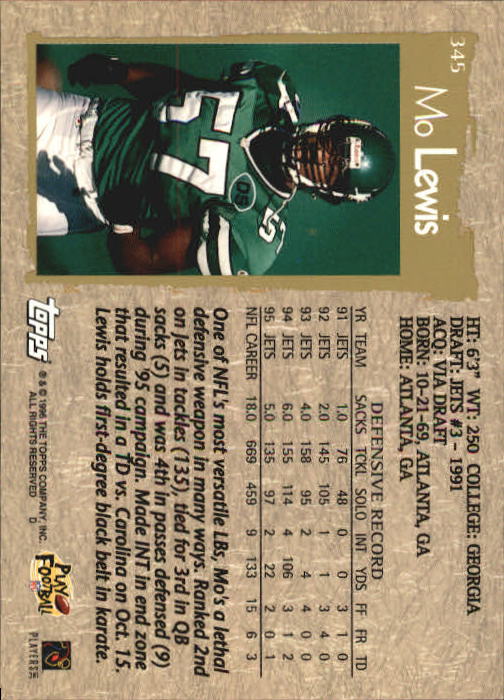 1996 Topps Football "Main Set" Cards #221 to #440 Rookies and Veterans - Picture 173 of 299