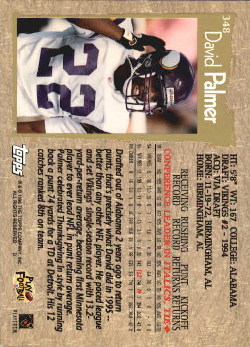 1996 Topps Football "Main Set" Cards #221 to #440 Rookies and Veterans - Picture 177 of 299