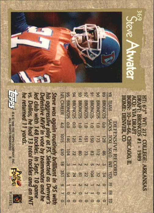 1996 Topps Football "Main Set" Cards #221 to #440 Rookies and Veterans - Picture 203 of 299