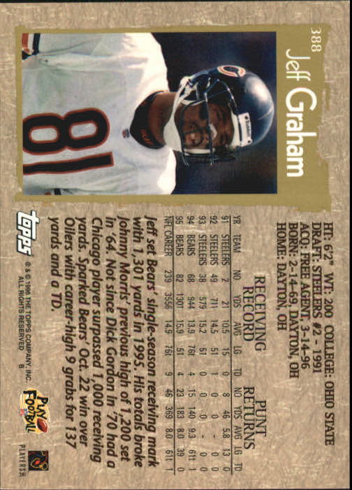 1996 Topps Football "Main Set" Cards #221 to #440 Rookies and Veterans - Picture 233 of 299