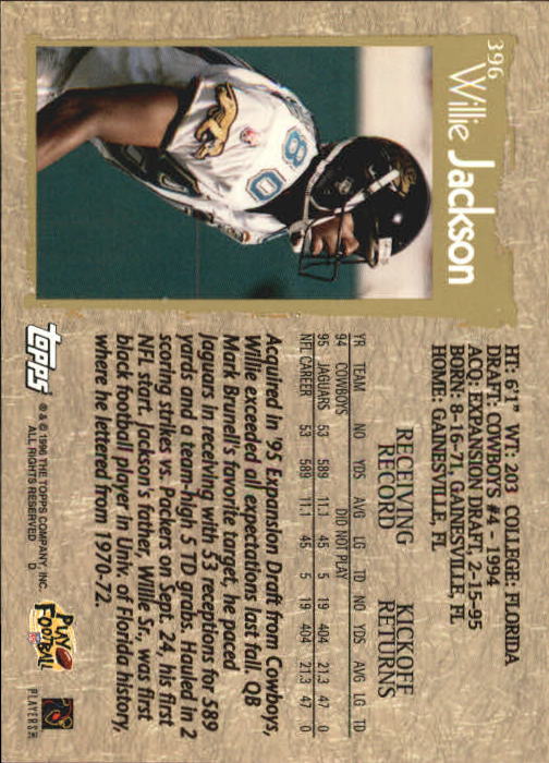 1996 Topps Football "Main Set" Cards #221 to #440 Rookies and Veterans - Picture 241 of 299